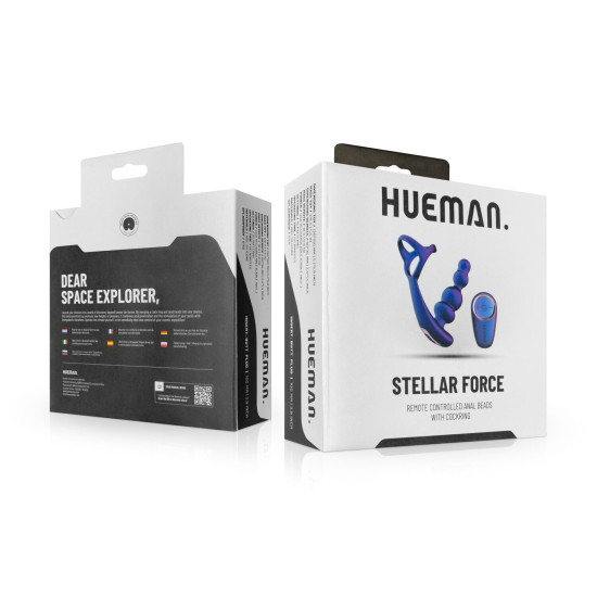 Анальный вибратор с эрекционным кольцом Hueman Stellar Force Anal Beads with Cockring