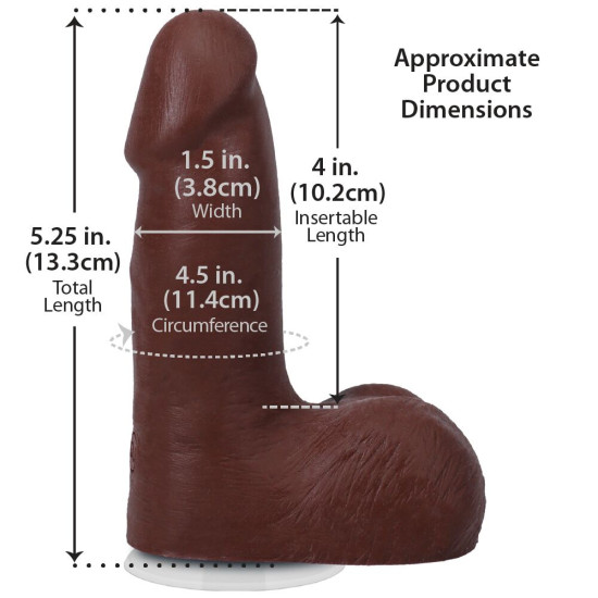Фаллоимитатор с мошонкой, длина 12.7 см Doc Johnson The Realistic Cock ULTRASKYN - 5 Inch with Balls Chocolate