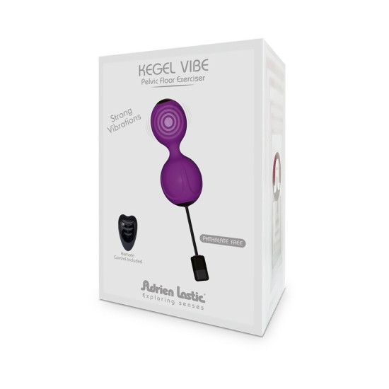 Вагінальні кульки з вібрацією, діаметр 3,7 см, фіолетові Adrien Lastic Kegel Vibe Purple