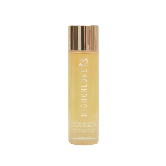 Масажна олія з олією насіння конопель та ароматом білого шоколаду HighOnLove Massage Oil Decadent White Chocolate, 120 ml