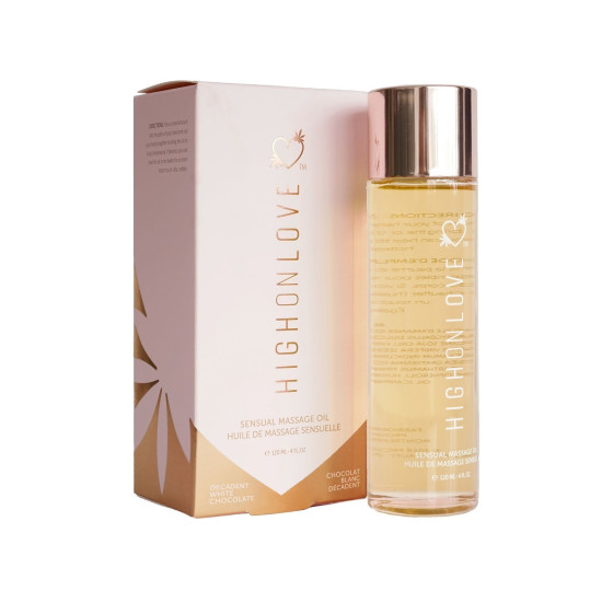 Масажна олія з олією насіння конопель та ароматом білого шоколаду HighOnLove Massage Oil Decadent White Chocolate, 120 ml