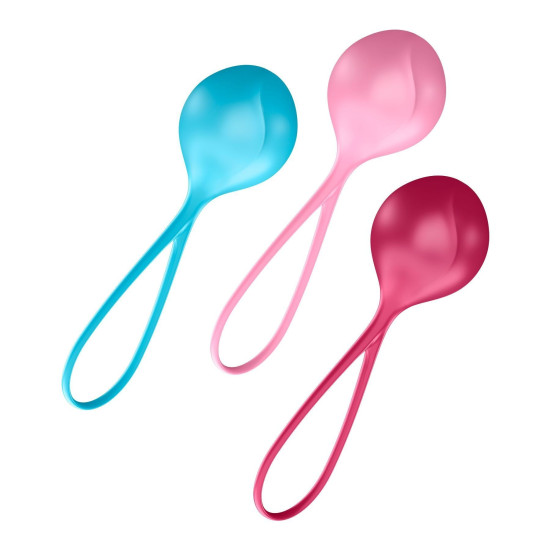 Монолитные вагинальные шарики (3 шт), диаметр 3,8 см, вес 62–82–98 г Satisfyer Strengthening Balls