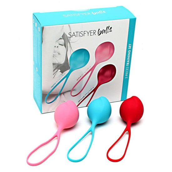 Монолитные вагинальные шарики (3 шт), диаметр 3,8 см, вес 62–82–98 г Satisfyer Strengthening Balls