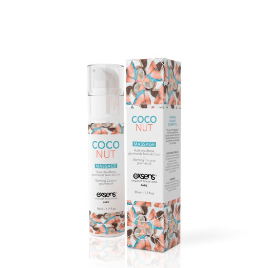 Їстівна масажна олія зі смаком кокоса та розігріваючою дією EXSENS Coconut, 50 мл