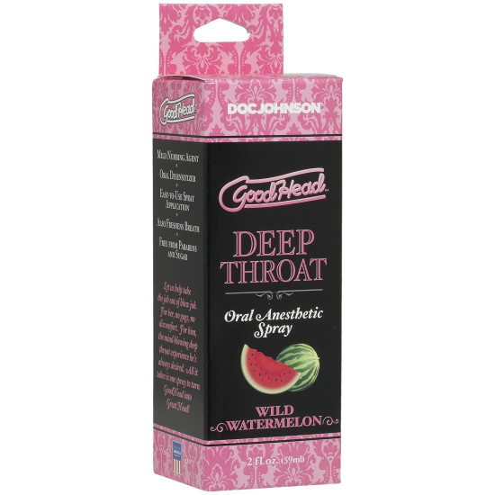 Спрей для глибокого (горлового) мінету зі смаком кавуна Doc Johnson GoodHead DeepThroat Spray Watermelon, 59 ml