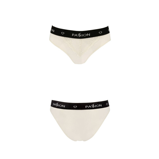 Трусики з широкою резинкою і мереживом Passion PS001 Panties Ecru, розмір S
