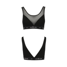Топ із прозорою вставкою, чорний Passion PS002 Top Black, L