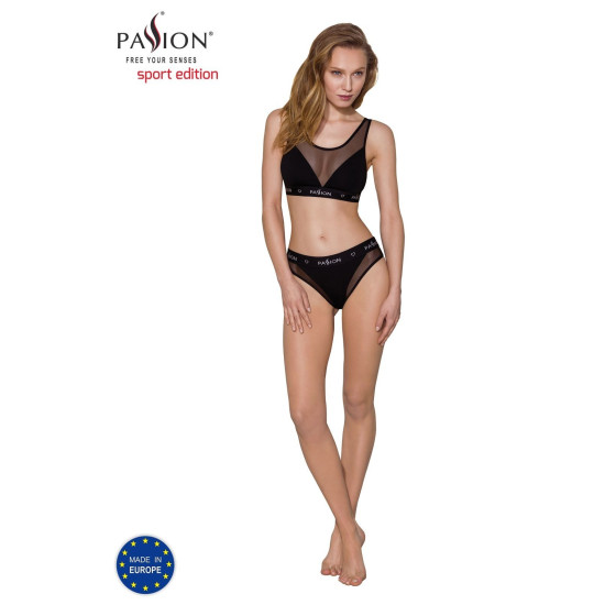 Топ із прозорою вставкою, чорний Passion PS002 Top Black, L