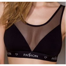 Топ із прозорою вставкою, чорний Passion PS002 Top Black, L