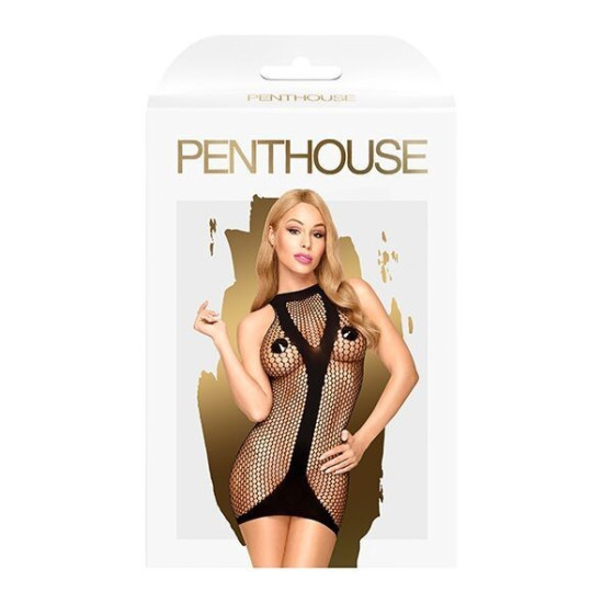 Мини-платье с декором в виде бокала шампанского, черное Penthouse Ride or Die Black, XL