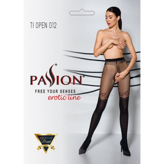 Колготки с открытым доступом, двойная плотность 20/40 den Passion Tiopen 012 Black, 3/4