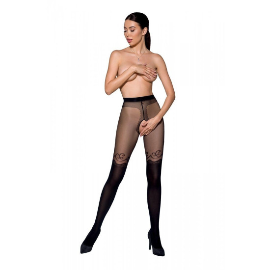Колготки с открытым доступом, двойная плотность 20/40 den Passion Tiopen 012 Black, 3/4