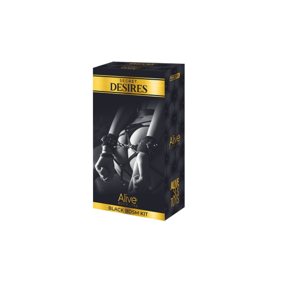 Набор БДСМ аксессуаров (8 предметов), черный Alive Secret Desires Black BDSM Kit