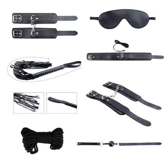 Набор БДСМ аксессуаров (8 предметов), черный Alive Secret Desires Black BDSM Kit