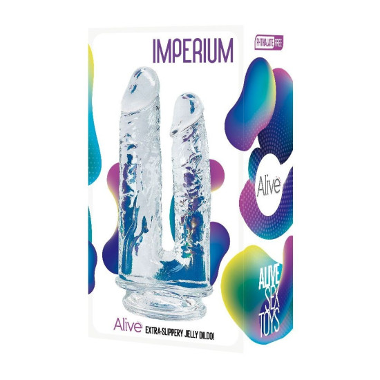 Анально-вагінальний фалоімітатор для подвійного проникнення Alive Imperium Jelly Dildo