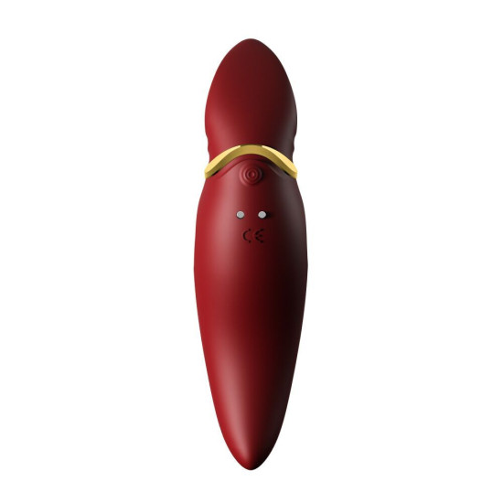 Вибратор 2 в 1 с язычком и кристаллом Swarovski, бордовый Zalo Hero Wine Red
