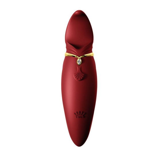 Вибратор 2 в 1 с язычком и кристаллом Swarovski, бордовый Zalo Hero Wine Red