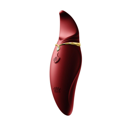 Вибратор 2 в 1 с язычком и кристаллом Swarovski, бордовый Zalo Hero Wine Red