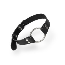 Кляп з металевим кільцем з натуральної шкіри, чорний Art of Sex Gag Ring Metal