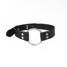 Кляп з металевим кільцем з натуральної шкіри, чорний Art of Sex Gag Ring Metal