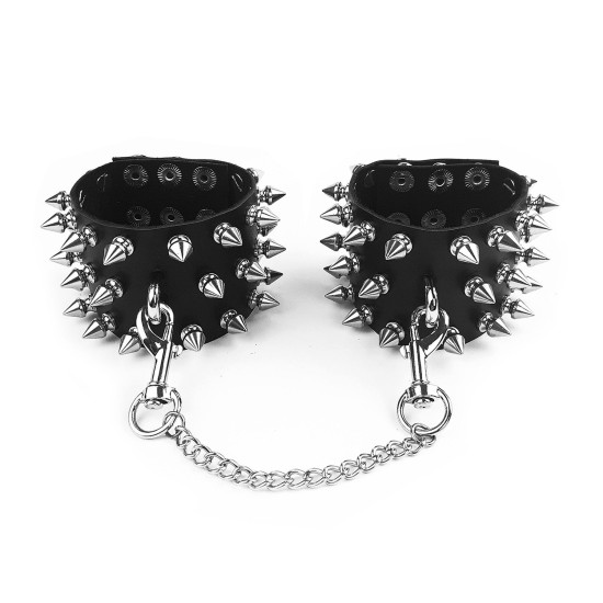 Наручники з шипами з натуральної шкіри, чорні Art of Sex Rose Spiked Leather Handcuffs