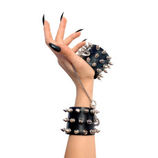 Наручники з шипами з натуральної шкіри, чорні Art of Sex Rose Spiked Leather Handcuffs