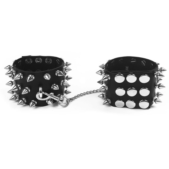 Наручники з шипами з натуральної шкіри, чорні Art of Sex Rose Spiked Leather Handcuffs