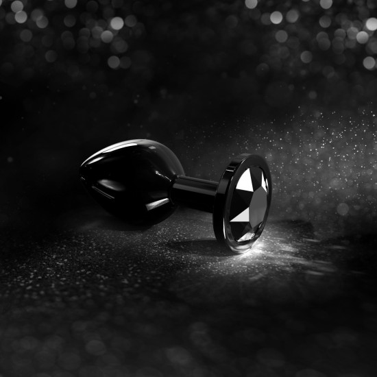 Металева анальна пробка з кристалом, діаметр 4,1 см, чорна Dorcel Diamond Plug Black, L