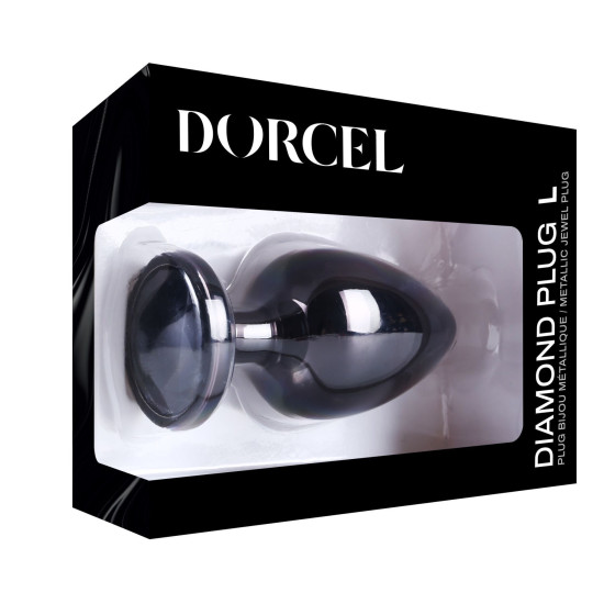 Металева анальна пробка з кристалом, діаметр 4,1 см, чорна Dorcel Diamond Plug Black, L