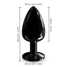 Металлическая анальная пробка с кристаллом, диаметр 4,1 см, черная Dorcel Diamond Plug Black, L