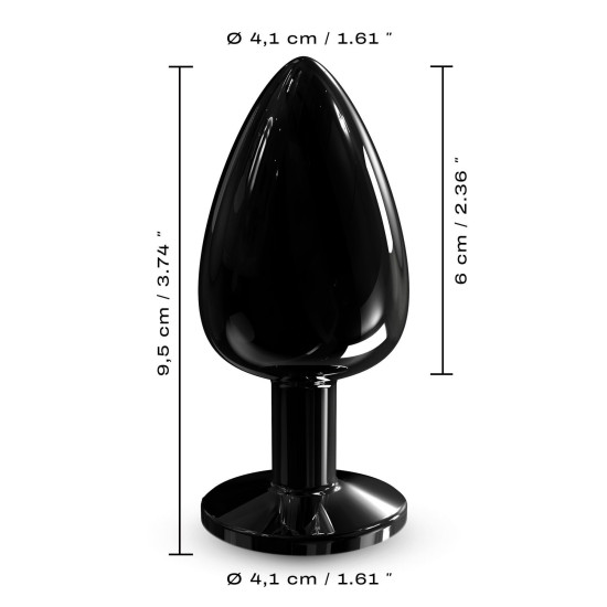 Металева анальна пробка з кристалом, діаметр 4,1 см, чорна Dorcel Diamond Plug Black, L