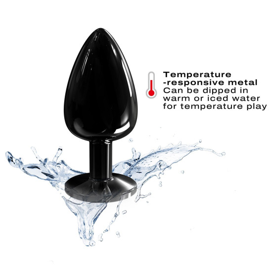 Металева анальна пробка з кристалом, діаметр 4,1 см, чорна Dorcel Diamond Plug Black, L