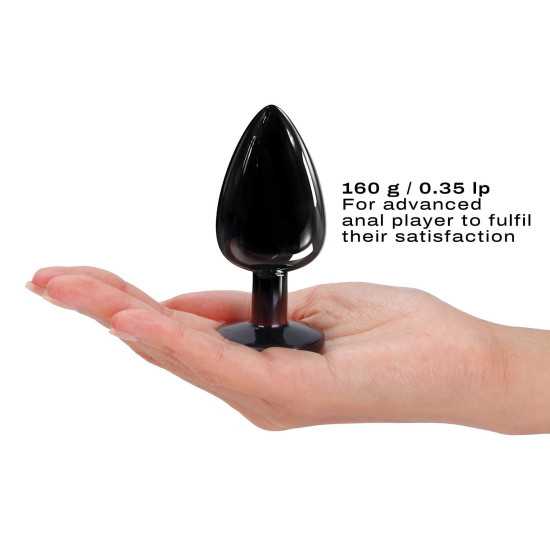 Металева анальна пробка з кристалом, діаметр 4,1 см, чорна Dorcel Diamond Plug Black, L