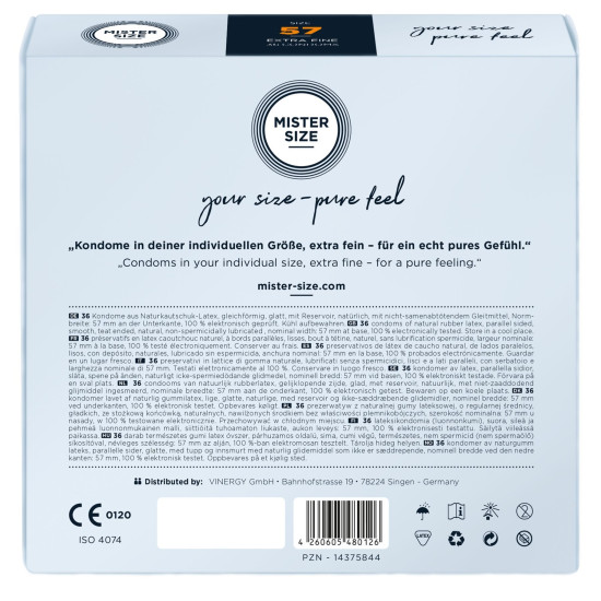 Презервативы для пениса длиной 11,3–12,7 см, 36 шт Mister Size - pure feel 57