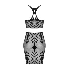 Эротичный полупрозрачный комплект (топ и юбка), черный Obsessive Heavenly K101 Top & Skirt Black, S/M/L