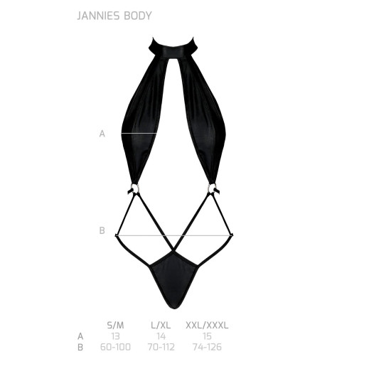 Боди-халтер из экокожи, чёрное Passion Jannies Body Black, S/M