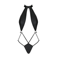 Боді-халтер з екошкіри, чорне Passion Jannies Body Black, S/M