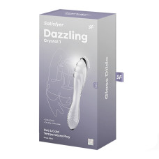 Двосторонній скляний ділдо без стопера, дуже міцний, прозорий Satisfyer Dazzling Crystal 1 Transparent