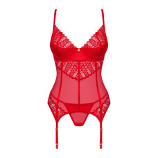 Комплект (корсет и стринги), красный Obsessive Ingridia Corset & Thong Red, XL/2XL
