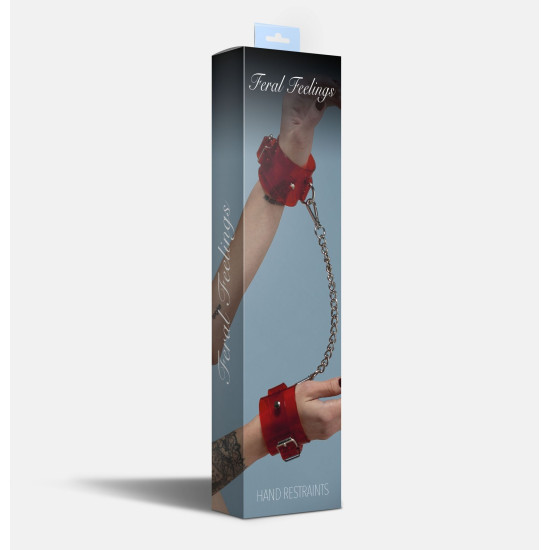 БДСМ наручники з ПВХ, червоні/прозорі Feral Feelings Hand Restraints Red Transparent