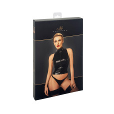 Топ, мокрий ефект з вініловим корсетом Noir Handmade F324 Glam Wetlook Top with Vinyl Corset, S