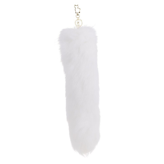 Анальна пробка з білим лисячим хвостом, форма груші Lockink Sevanda White Fox-Tail Anal Pear-Shape Plug