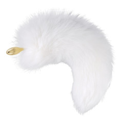 Анальна пробка з білим лисячим хвостом, форма груші Lockink Sevanda White Fox-Tail Anal Pear-Shape Plug