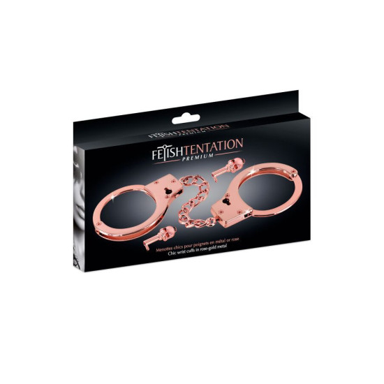 Металеві наручники для сексу, рожеві Fetish Tentation Premium Chick Wrist Cuffs in Rose-Gold Metal