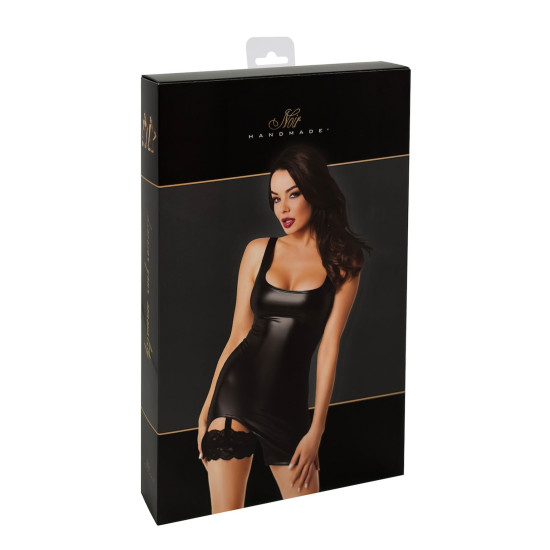 Сукня з гартером, чорна Noir Handmade F344 Powerwetlook Dress with Garter, S