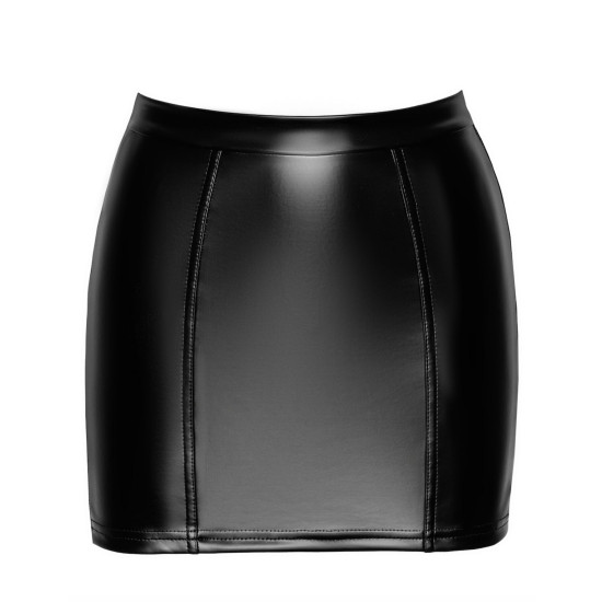 Юбка с кружевом, черная Noir Handmade F341 Powerwetlook and Lace Skirt, M