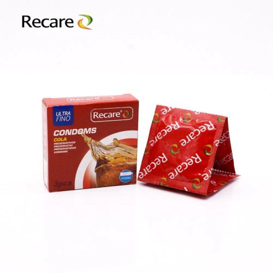 Презервативи з пухирцями та ребрами з ароматом коли, 3 шт Recare Cola Dotted&Ribbed Condoms