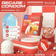 Презервативи з пухирцями та ребрами з ароматом коли, 3 шт Recare Cola Dotted&Ribbed Condoms