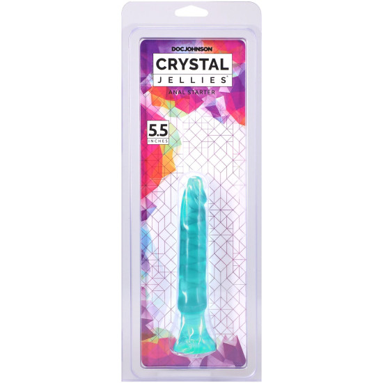 Дилдо, длина 14 см, бирюзовый Doc Johnson Crystal Jellies - Anal Starter - 5.5 Inches - Teal