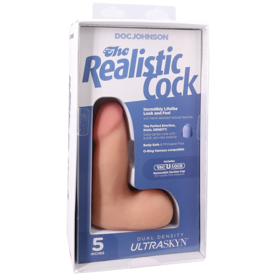 Фаллоимитатор с мошонкой, длина 12.7 см Doc Johnson The Realistic Cock ULTRASKYN - 5 Inch with Balls Vanilla